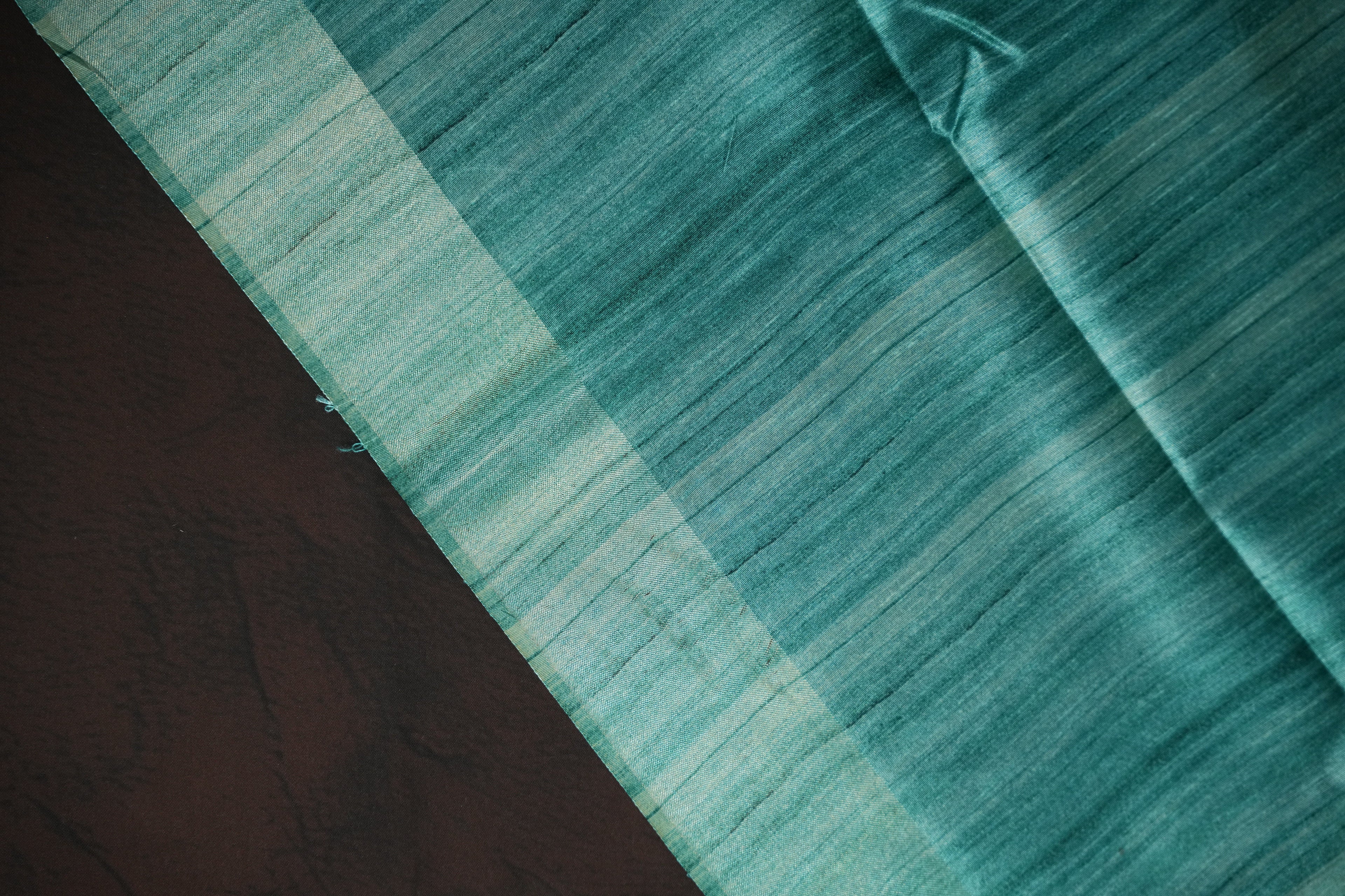 Sea Green Fancy Linen Saree with Elegant Striped Design