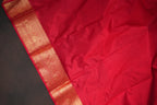 Ikkat Kanchi Border Saree in Red & Multicolor