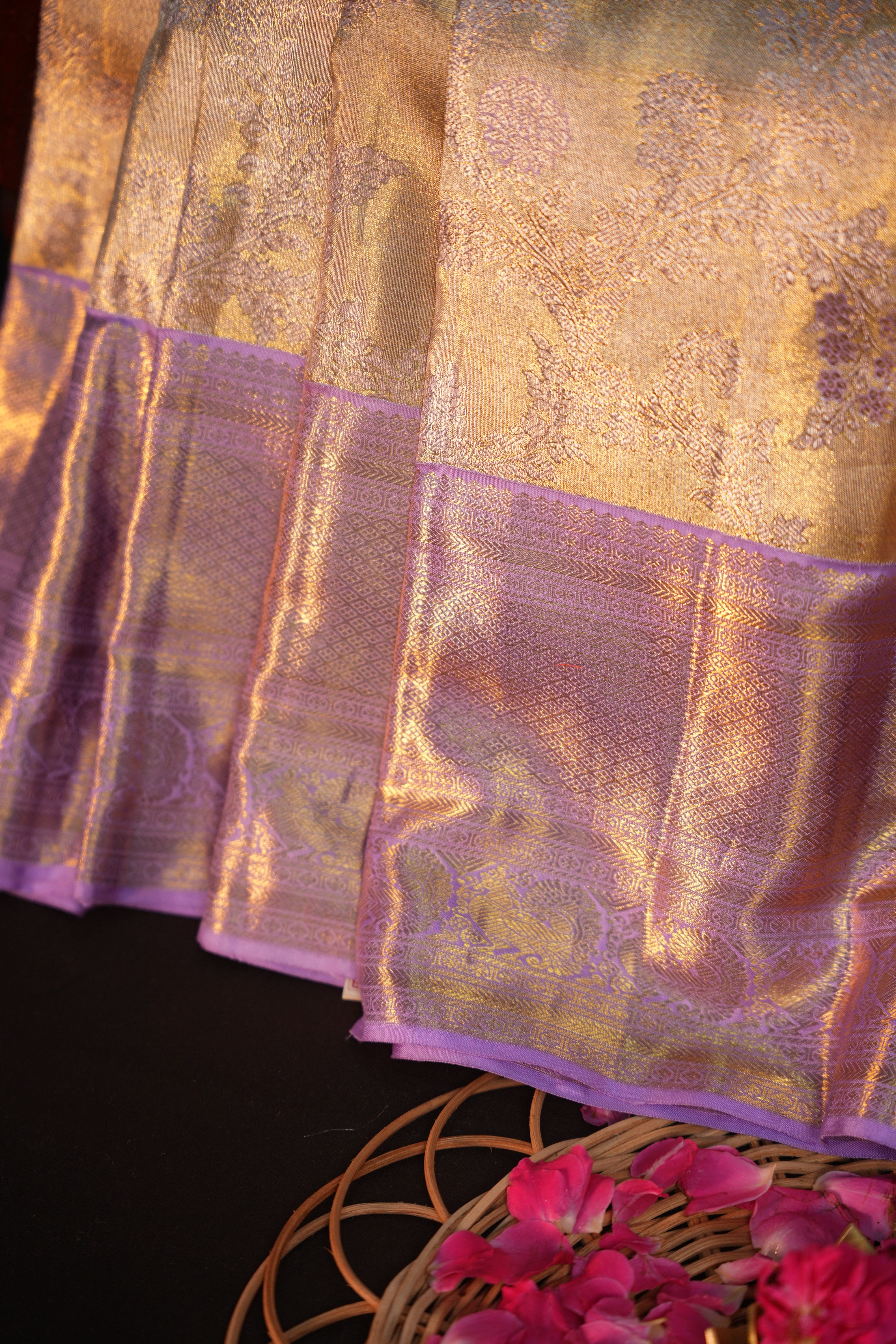 Kanchi Bridal Saree in Gold & Lavender