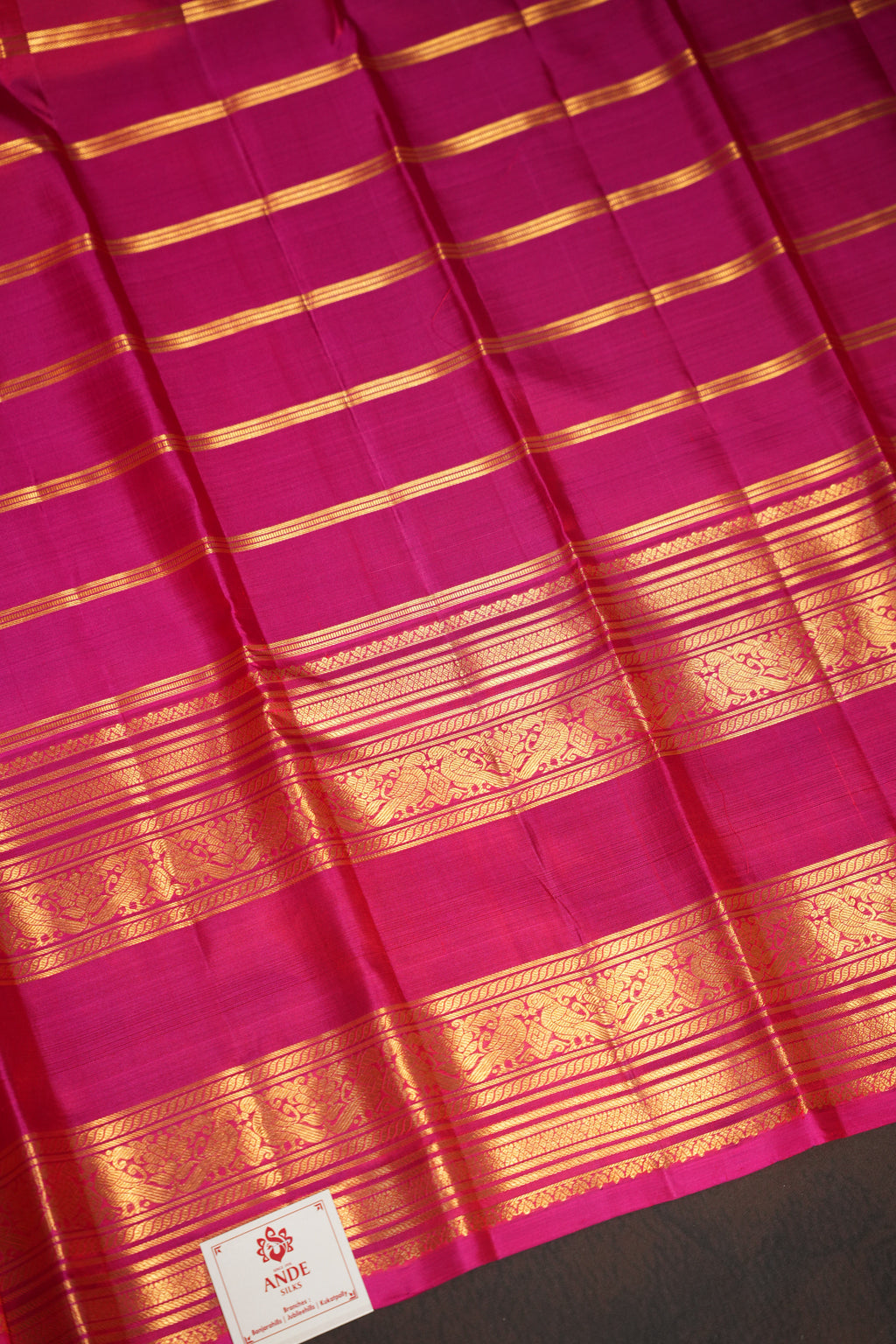 Pink Kanchi Classic Silk Saree with Traditional Zari Checks