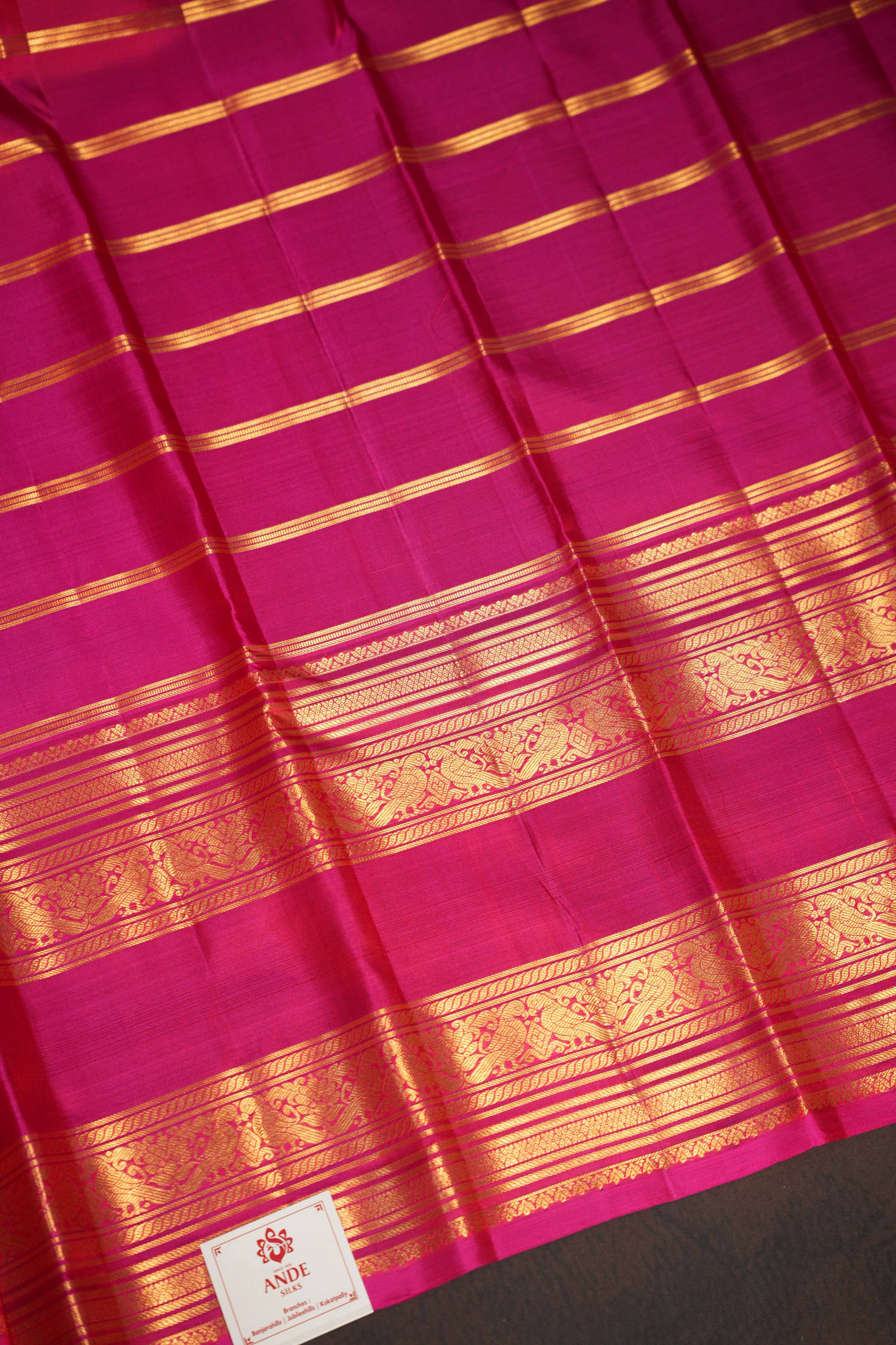 Pink Kanchi Classic Silk Saree with Traditional Zari Checks