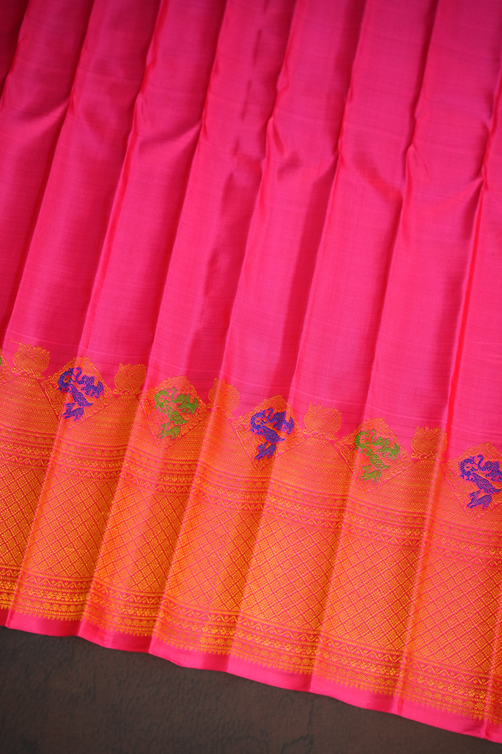 Rani Pink Gadwal Meena Border Silk Saree