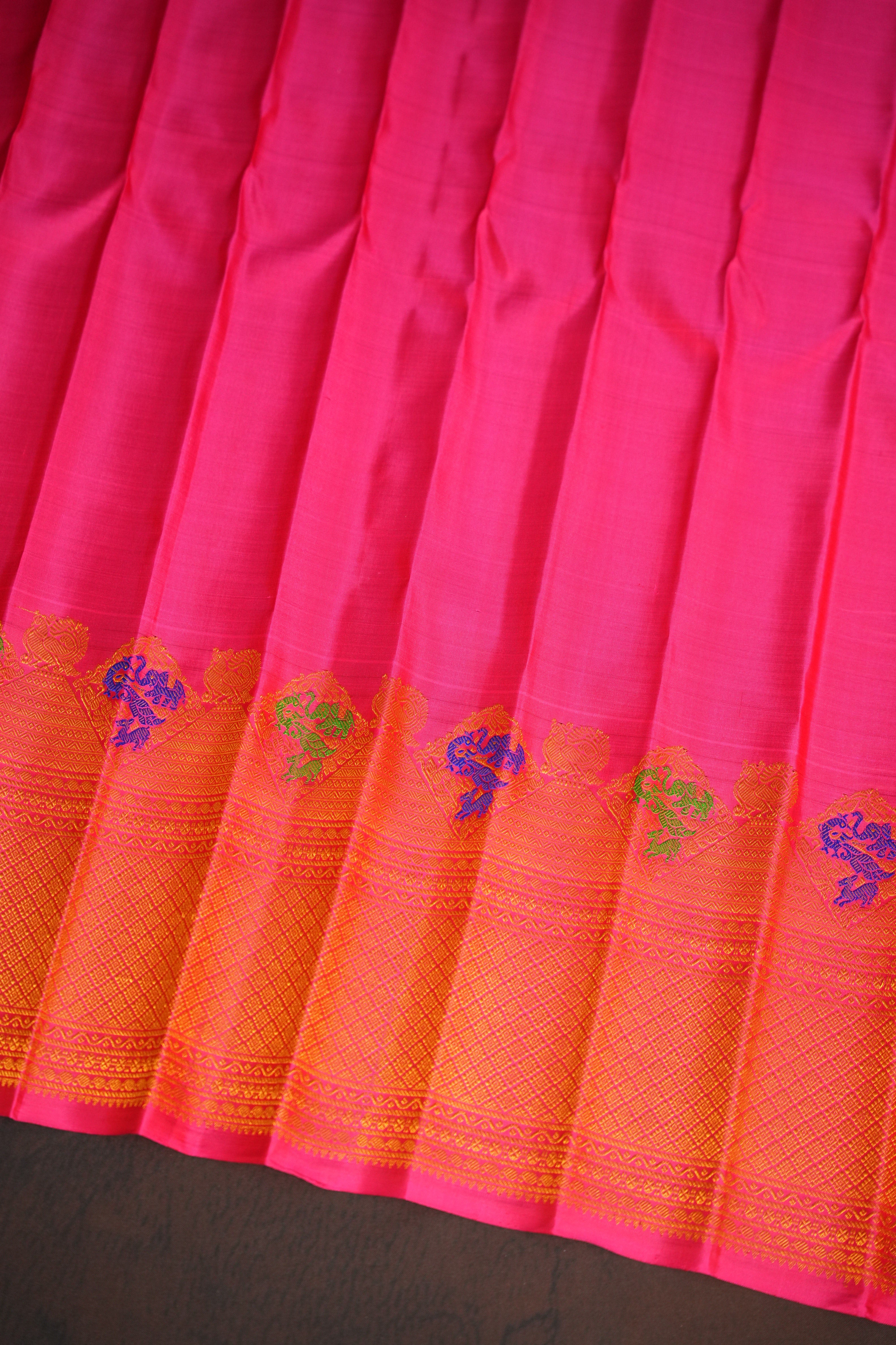 Rani Pink Gadwal Meena Border Silk Saree