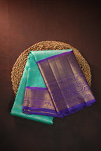 Kanchi Classic Collection Saree in Aqua Blue & Royal Purple