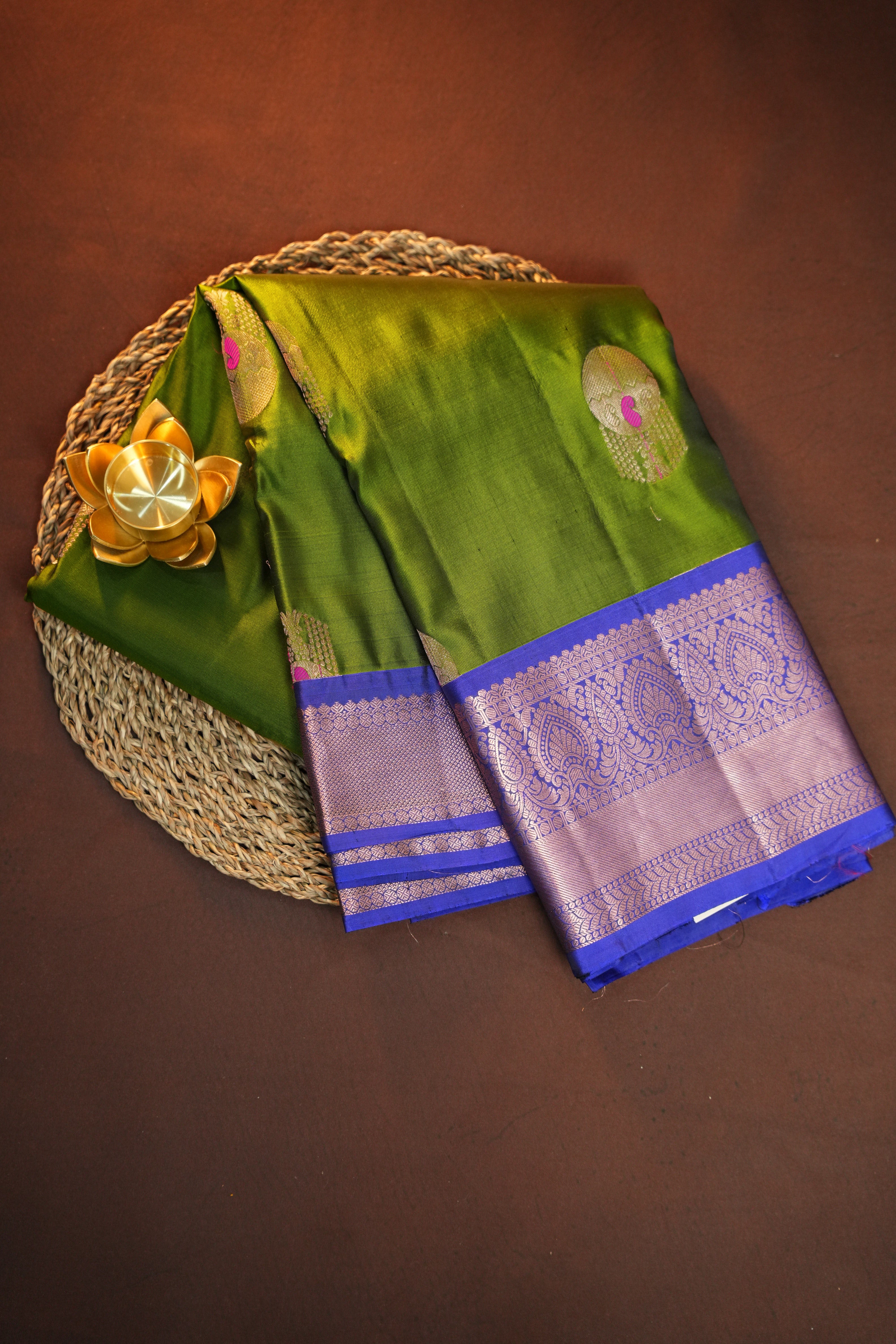 Olive Green Kanchipuram Vintage Collection Saree