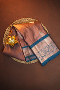 Copper Brown Kanchipuram Vintage Saree with Zari Border