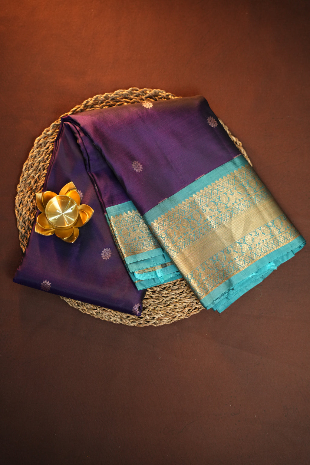 Purple Kanchipuram Vintage Saree with Contrast Zari Border