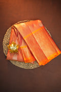 Peach Kanchipuram Vintage Saree with Orange Zari Border