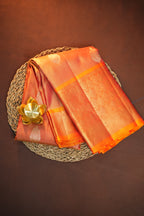 Peach Kanchipuram Vintage Saree with Orange Zari Border