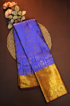 Royal Blue Kanchipuram Vintage Saree with Gold Zari Weaving
