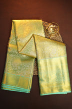 Light Green Kanchipuram Pattu Jari Wrap Saree