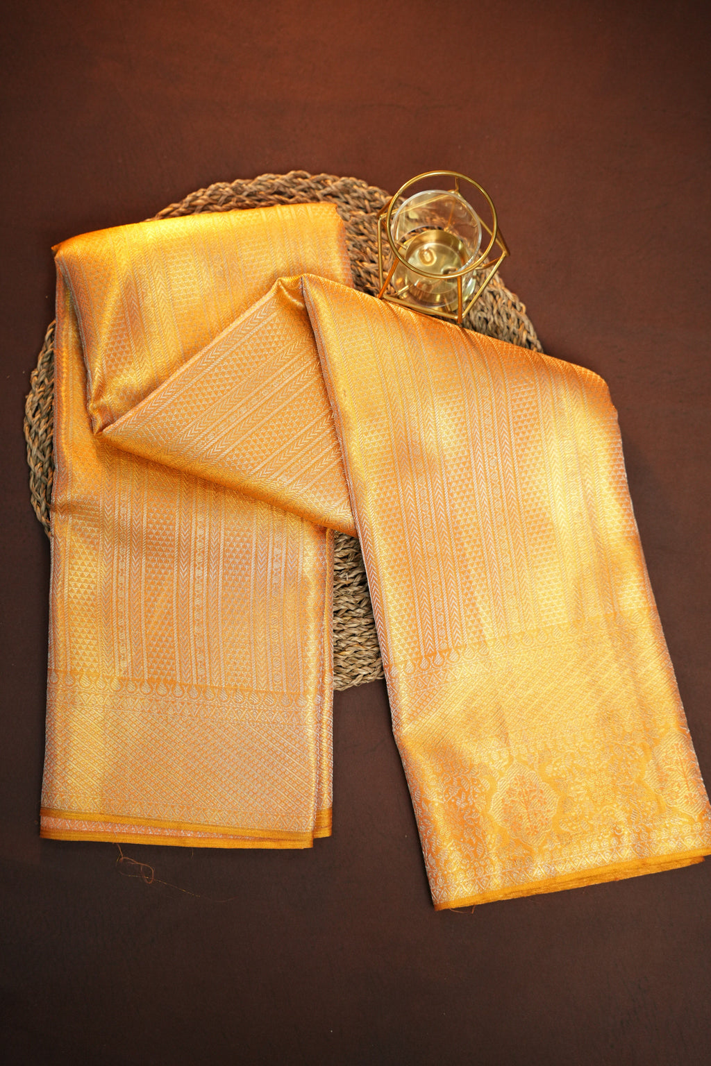Golden Kanchipuram Pattu Jari Wrap Saree