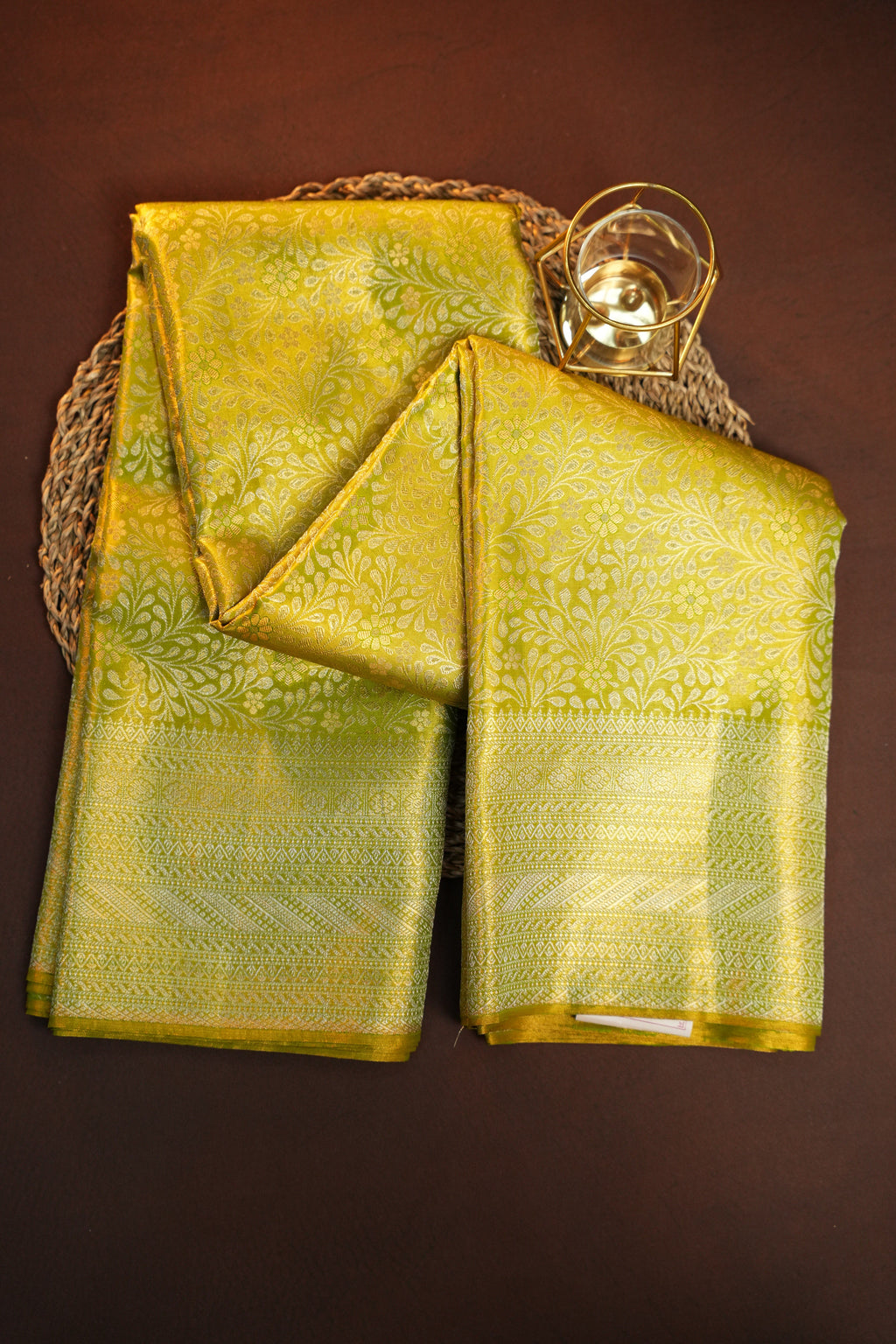 Olive Green Kanchipuram Pattu Jari Wrap Saree