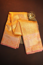 Golden Peach Kanchipuram Pattu Jari Wrap Saree