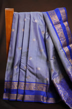 Pastel Blue Kanchipuram Vintage Saree with Royal Blue Border