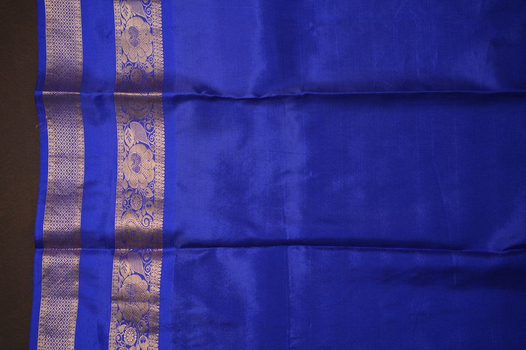 Pastel Blue Kanchipuram Vintage Saree with Royal Blue Border