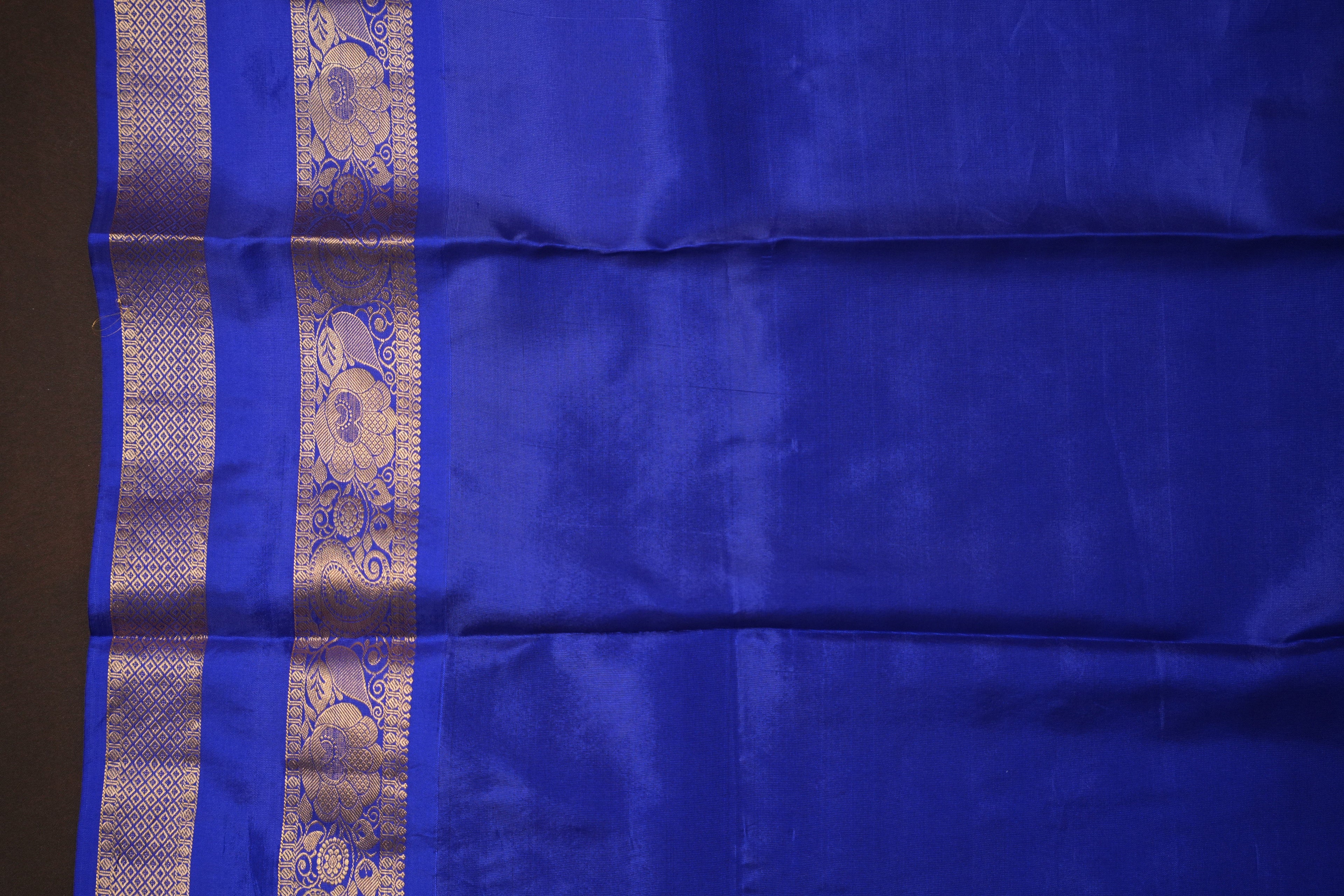 Pastel Blue Kanchipuram Vintage Saree with Royal Blue Border