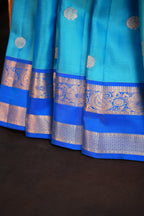 Sky Blue Kanchipuram Vintage Saree with Royal Blue Border