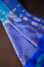Sky Blue Kanchipuram Vintage Saree with Royal Blue Border