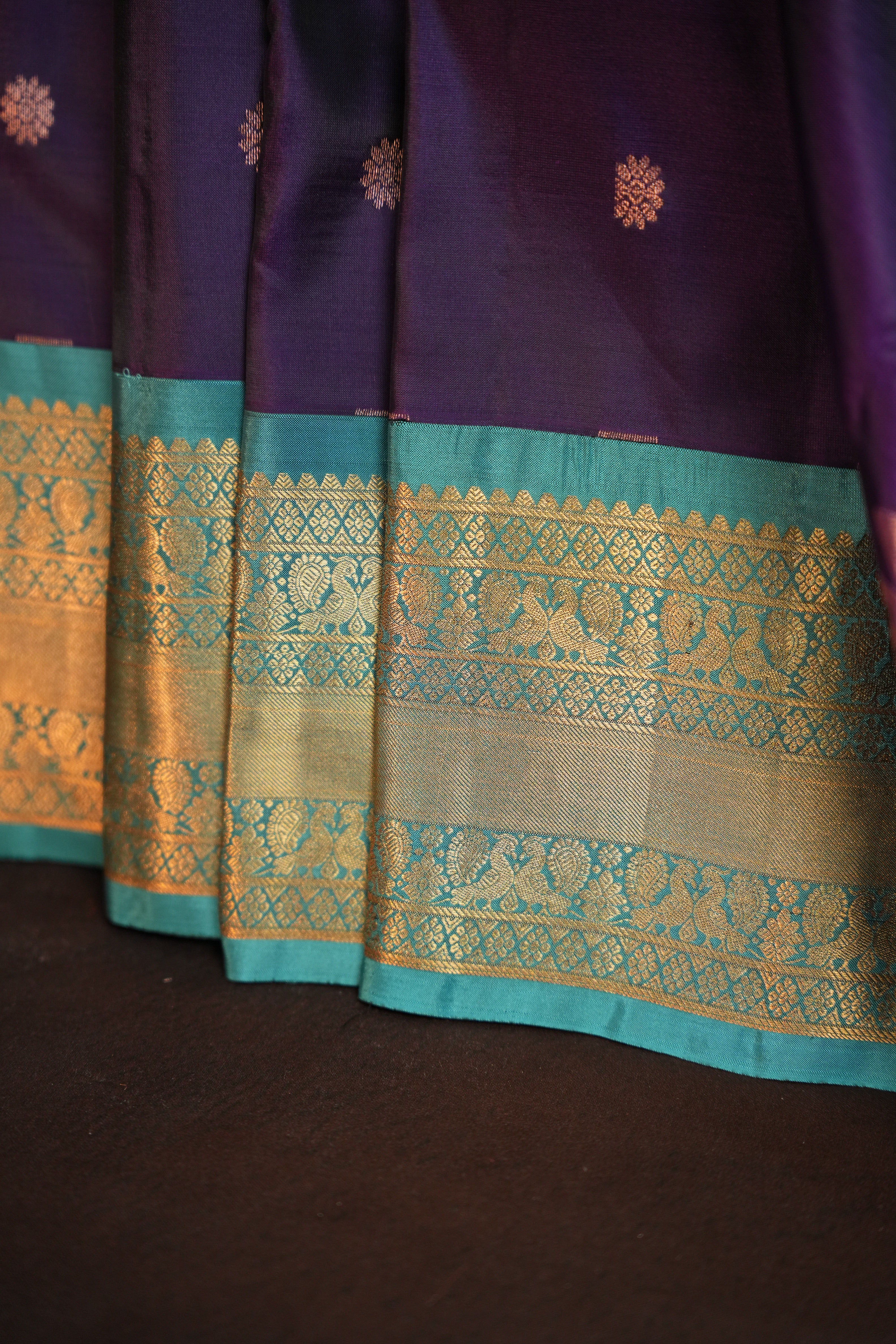 Purple Kanchipuram Vintage Saree with Contrast Zari Border