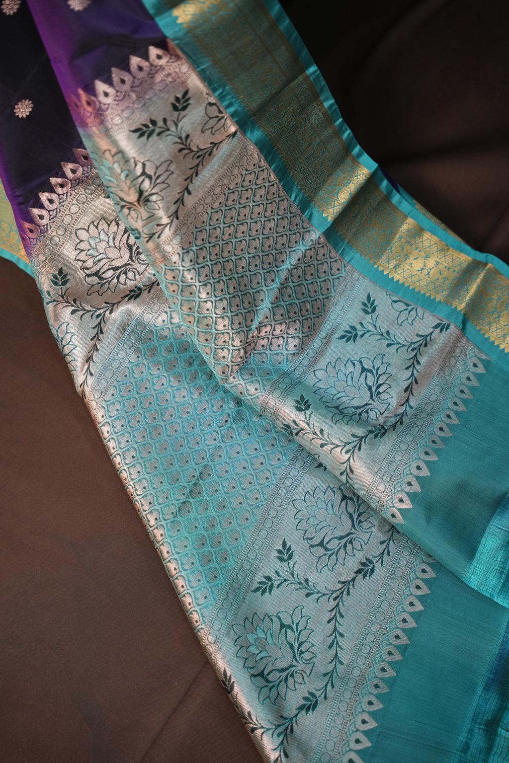 Purple Kanchipuram Vintage Saree with Contrast Zari Border