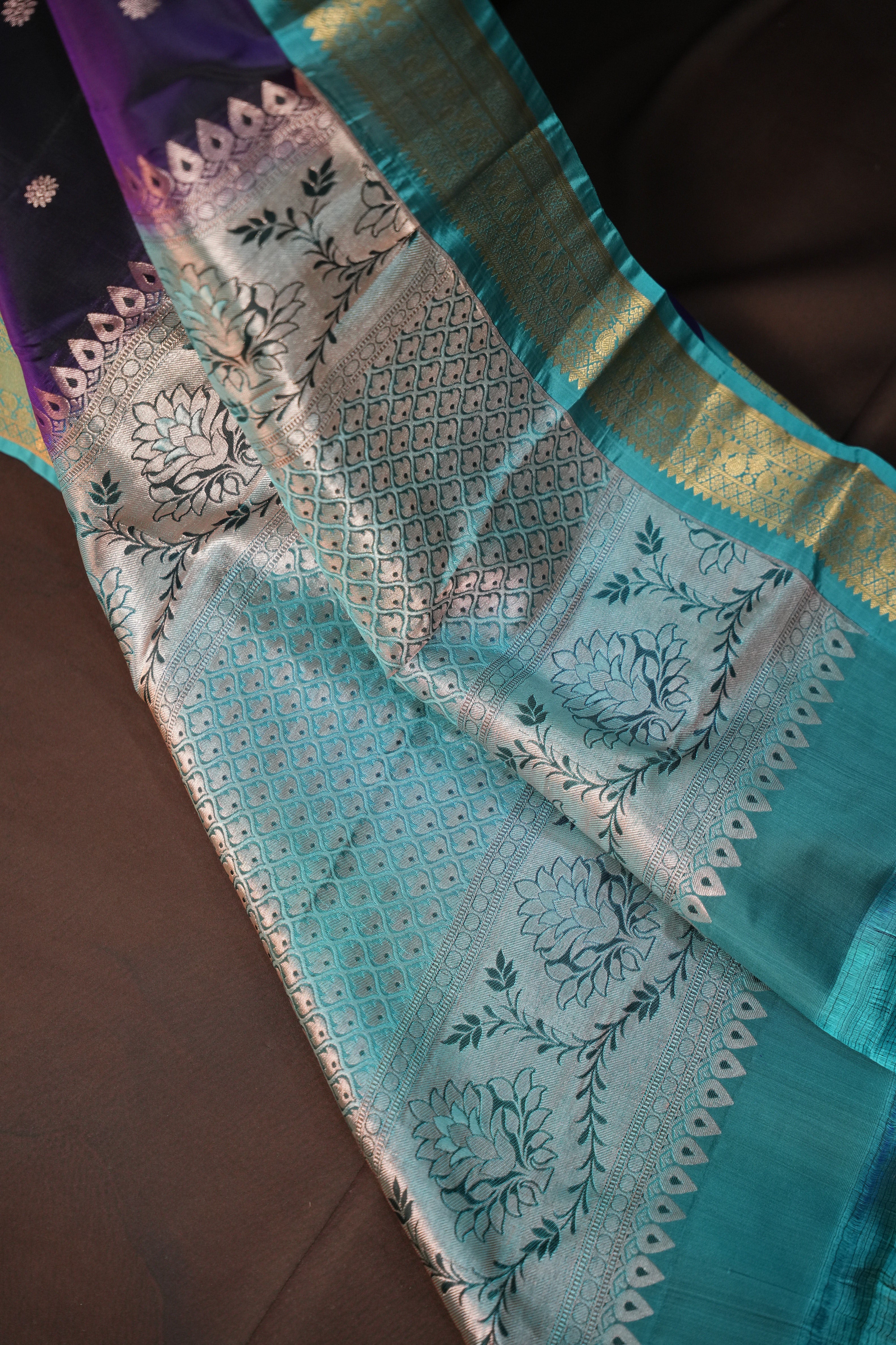 Purple Kanchipuram Vintage Saree with Contrast Zari Border