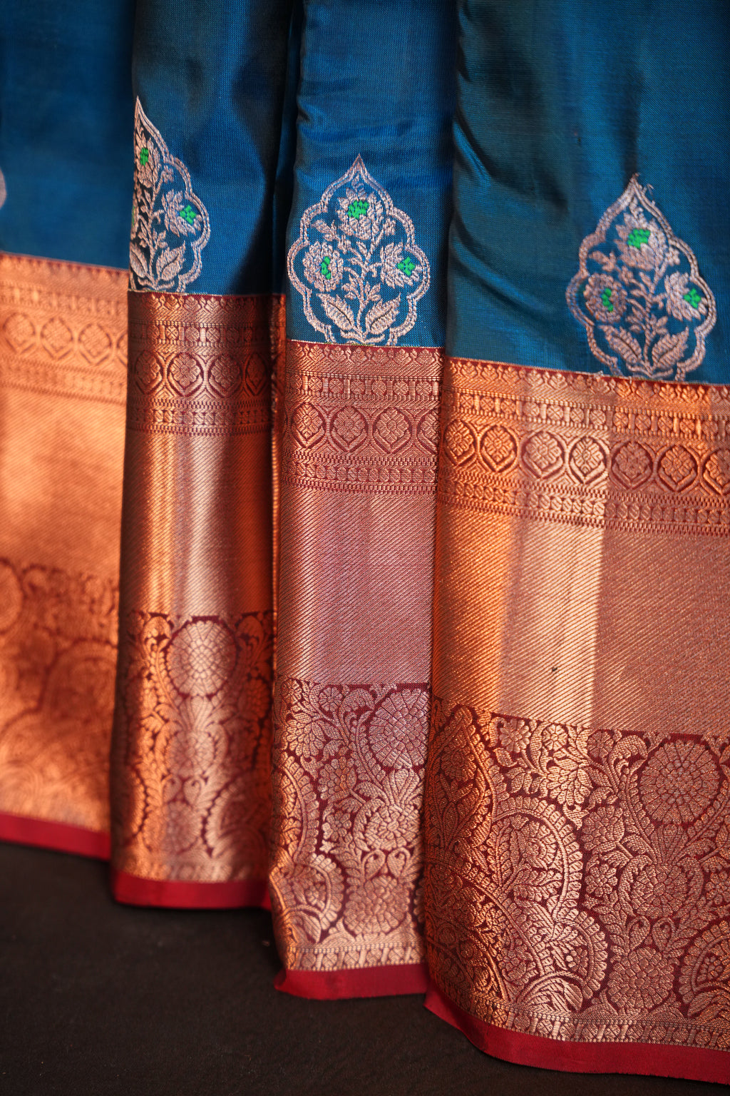 Royal Blue Kanchipuram Vintage Saree with Zari Border