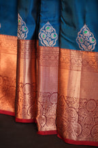 Royal Blue Kanchipuram Vintage Saree with Zari Border