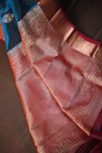 Royal Blue Kanchipuram Vintage Saree with Zari Border