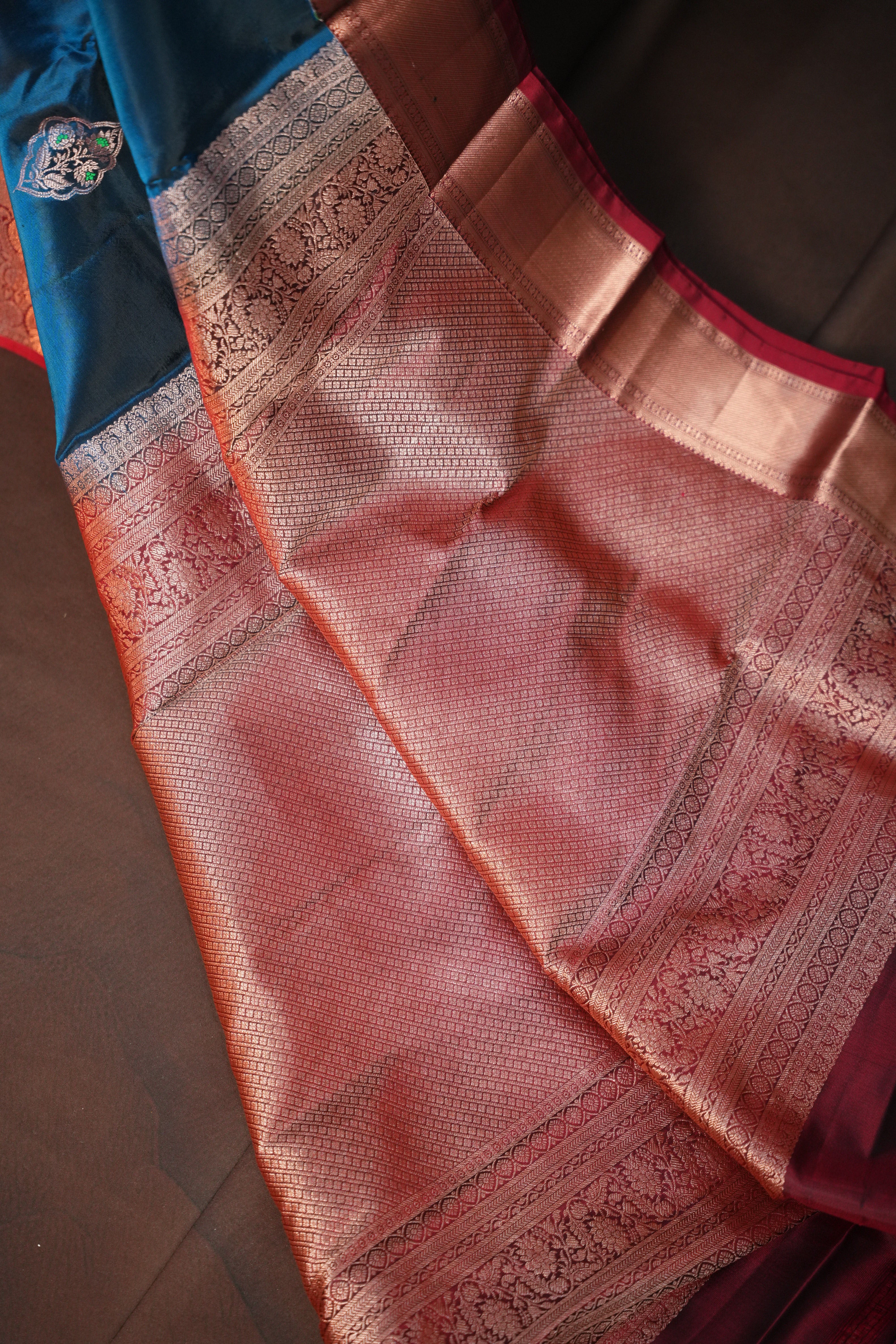 Royal Blue Kanchipuram Vintage Saree with Zari Border