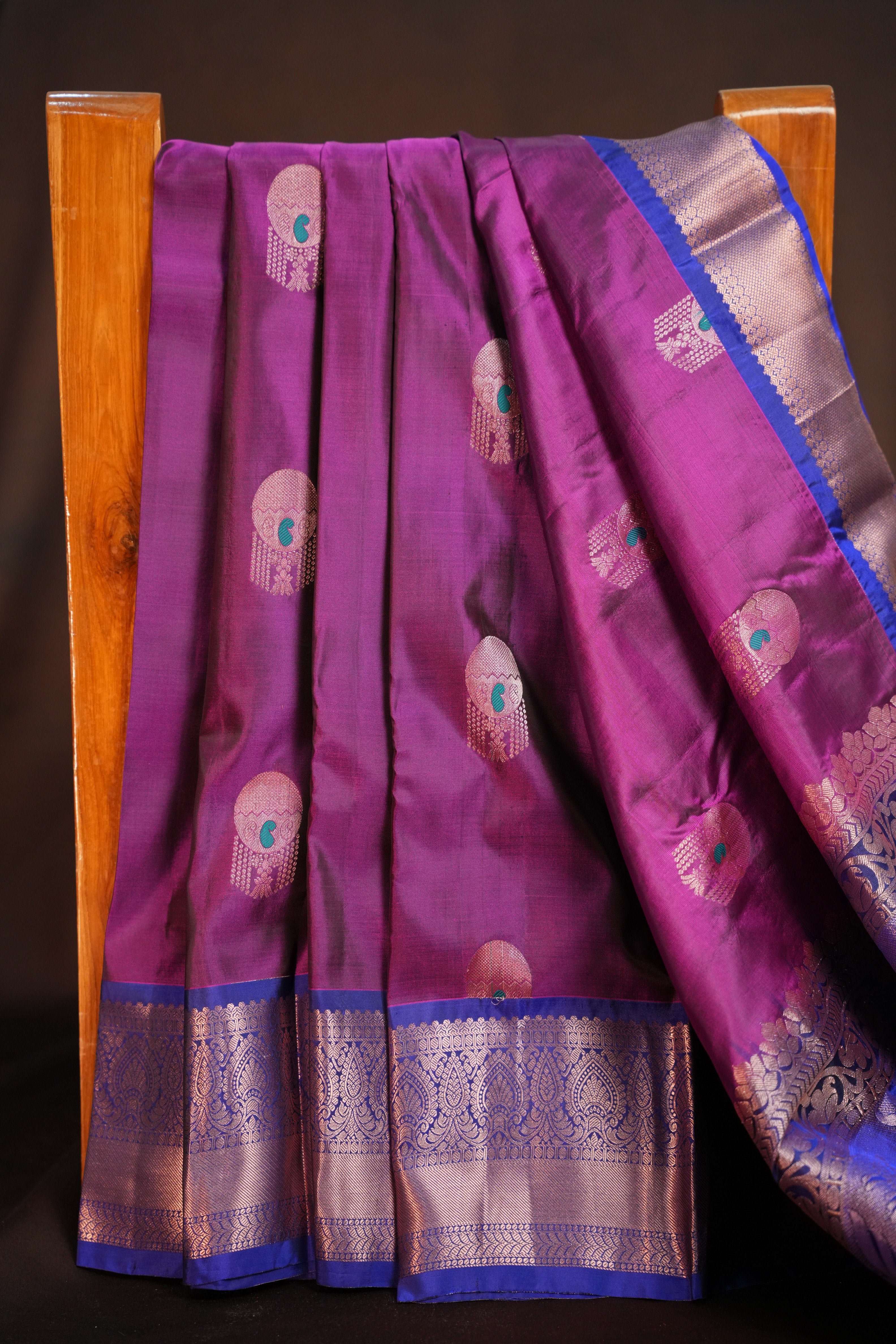 Purple Kanchipuram Vintage Saree with Zari Border
