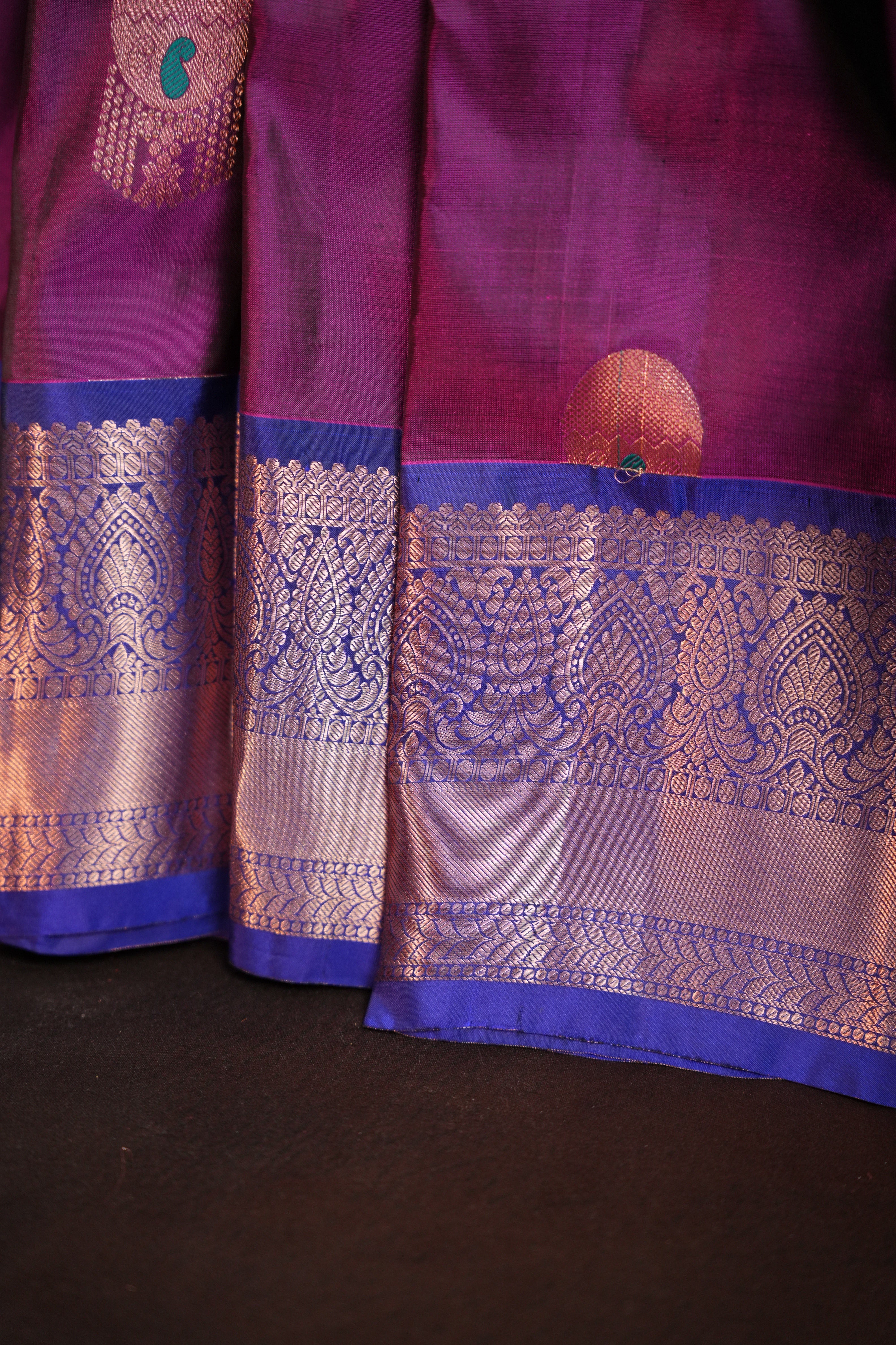 Purple Kanchipuram Vintage Saree with Zari Border