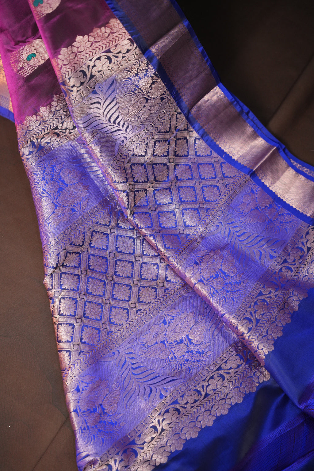 Purple Kanchipuram Vintage Saree with Zari Border