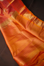 Peach Kanchipuram Vintage Saree with Orange Zari Border