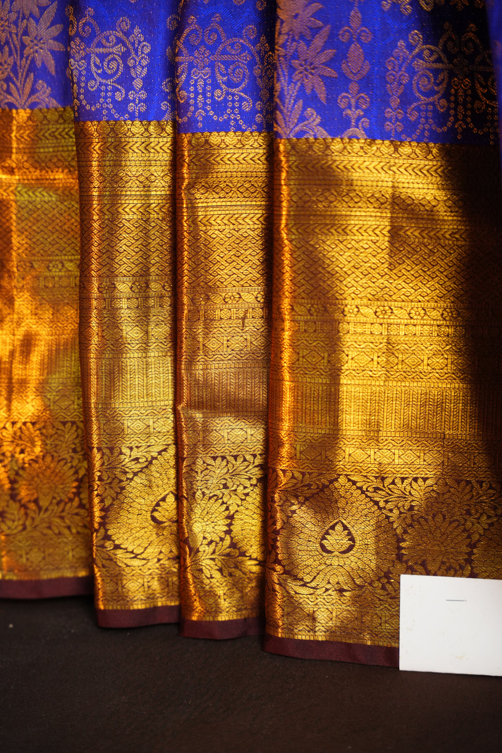 Royal Blue Kanchipuram Vintage Saree with Gold Zari Weaving