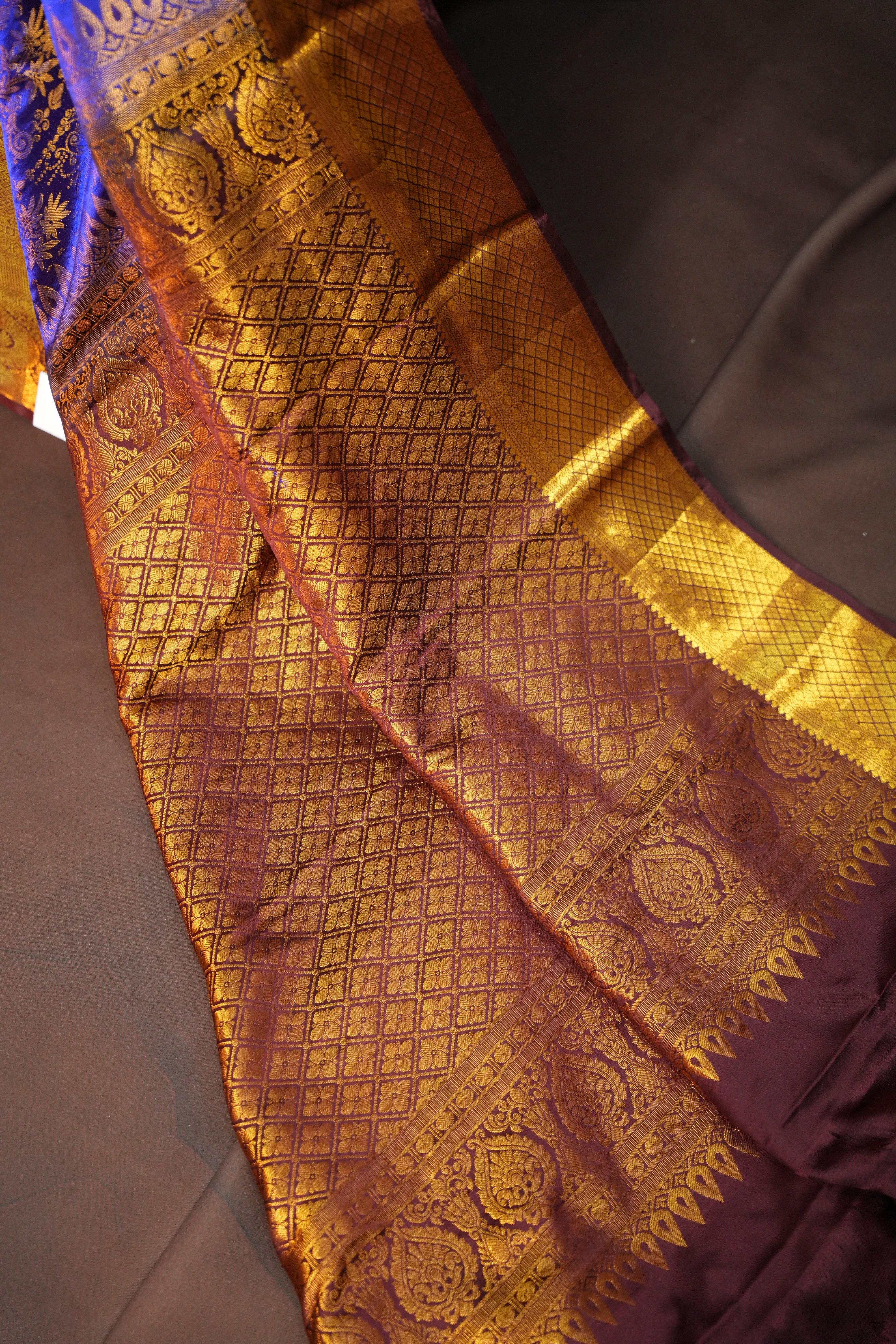 Royal Blue Kanchipuram Vintage Saree with Gold Zari Weaving