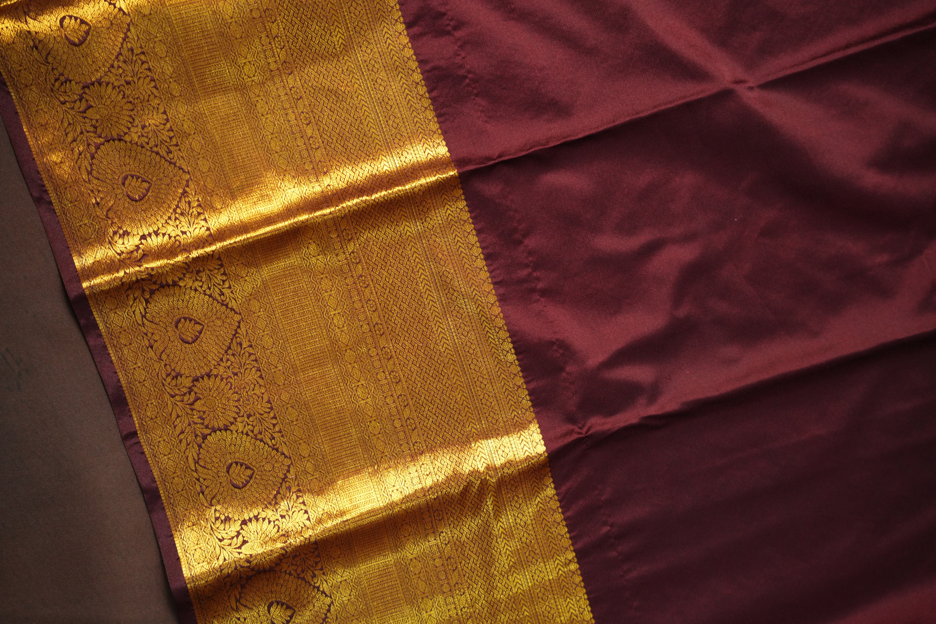 Royal Blue Kanchipuram Vintage Saree with Gold Zari Weaving