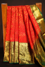 Red Kanchipuram Vintage Saree with Rich Gold Zari Border