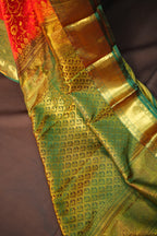 Red Kanchipuram Vintage Saree with Rich Gold Zari Border
