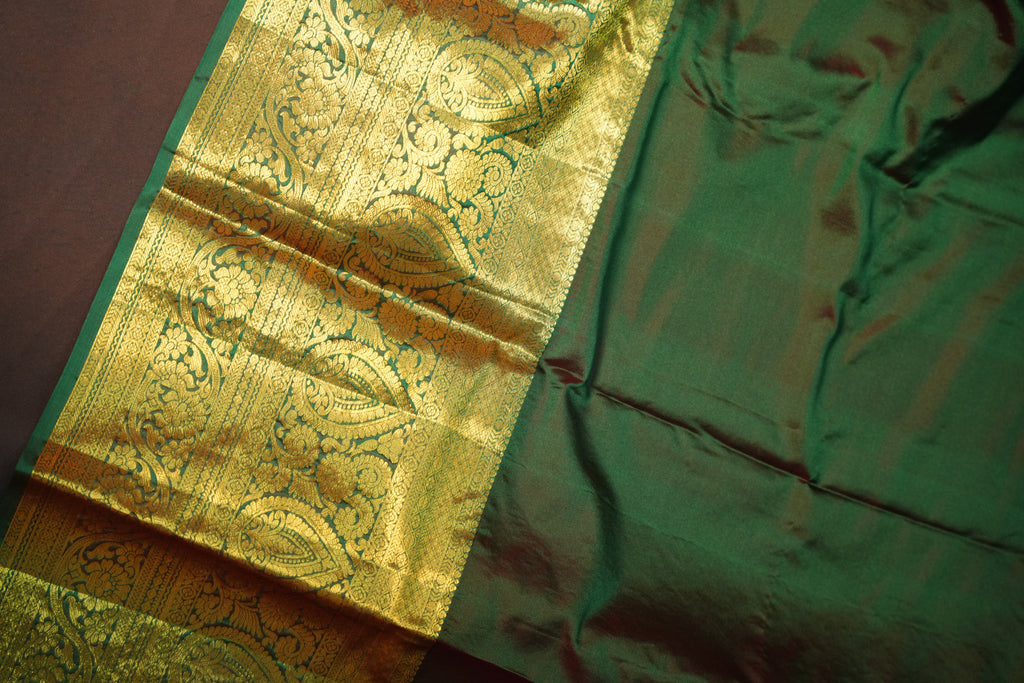 Red Kanchipuram Vintage Saree with Rich Gold Zari Border