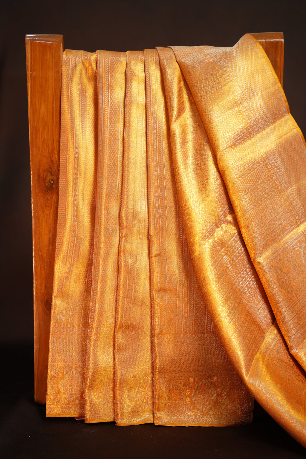 Golden Kanchipuram Pattu Jari Wrap Saree