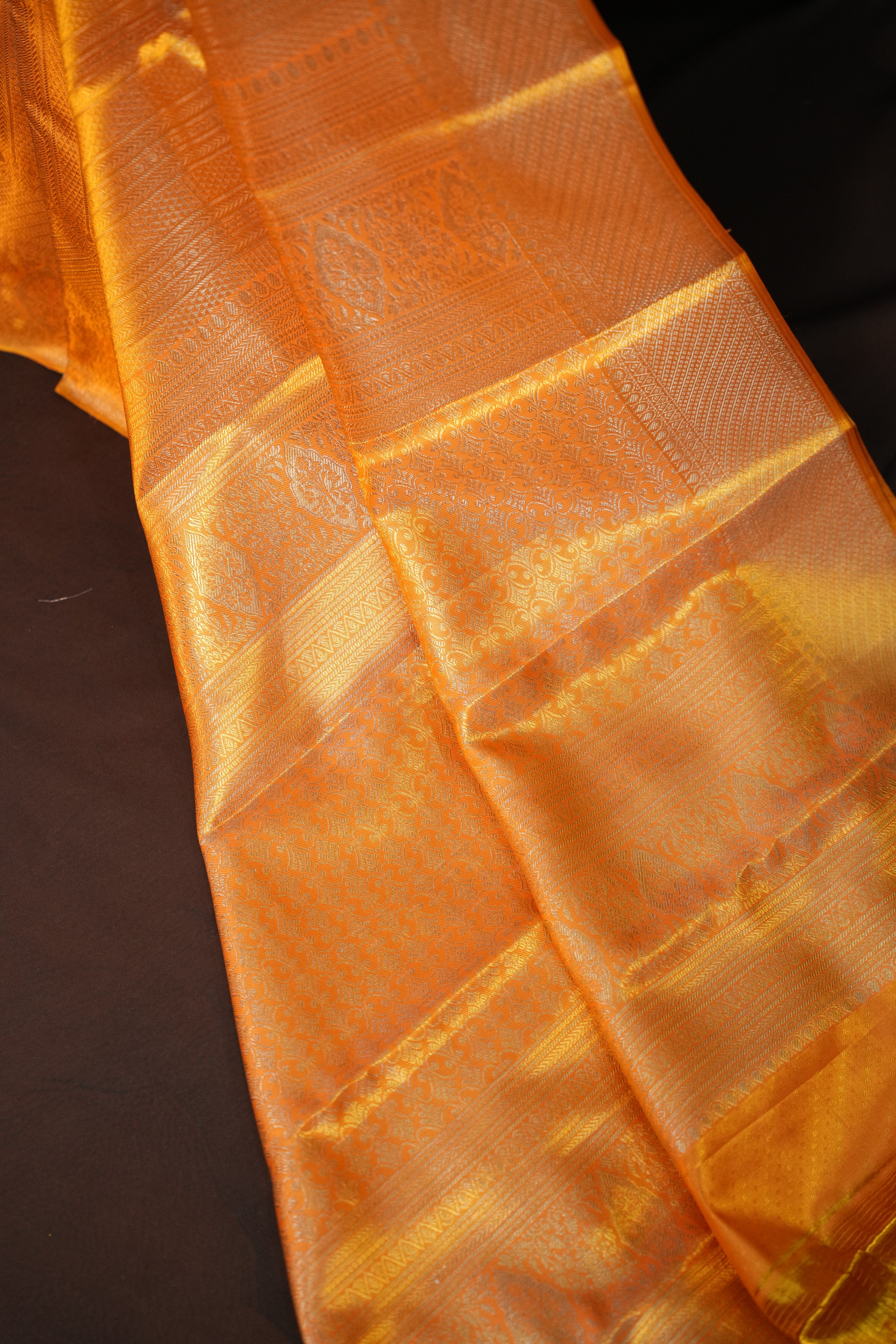 Golden Kanchipuram Pattu Jari Wrap Saree