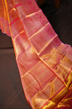 Peach Pink Kanchipuram Pattu Jari Wrap Saree
