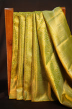 Olive Green Kanchipuram Pattu Jari Wrap Saree
