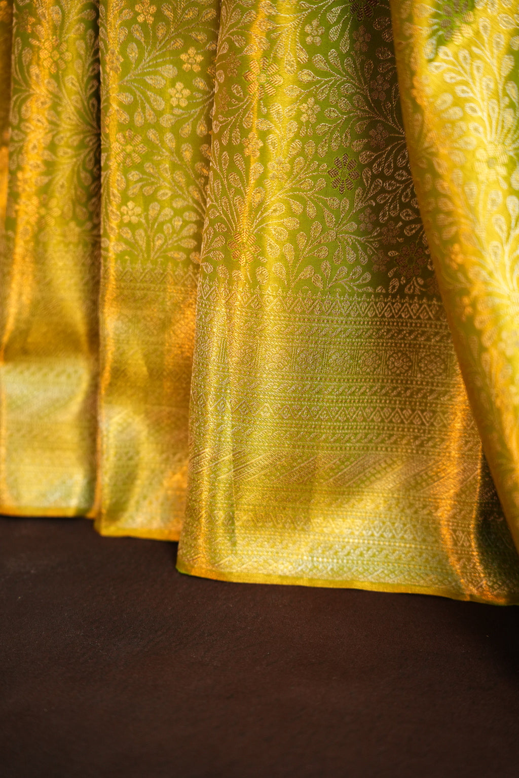 Olive Green Kanchipuram Pattu Jari Wrap Saree