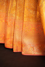 Golden Peach Kanchipuram Pattu Jari Wrap Saree