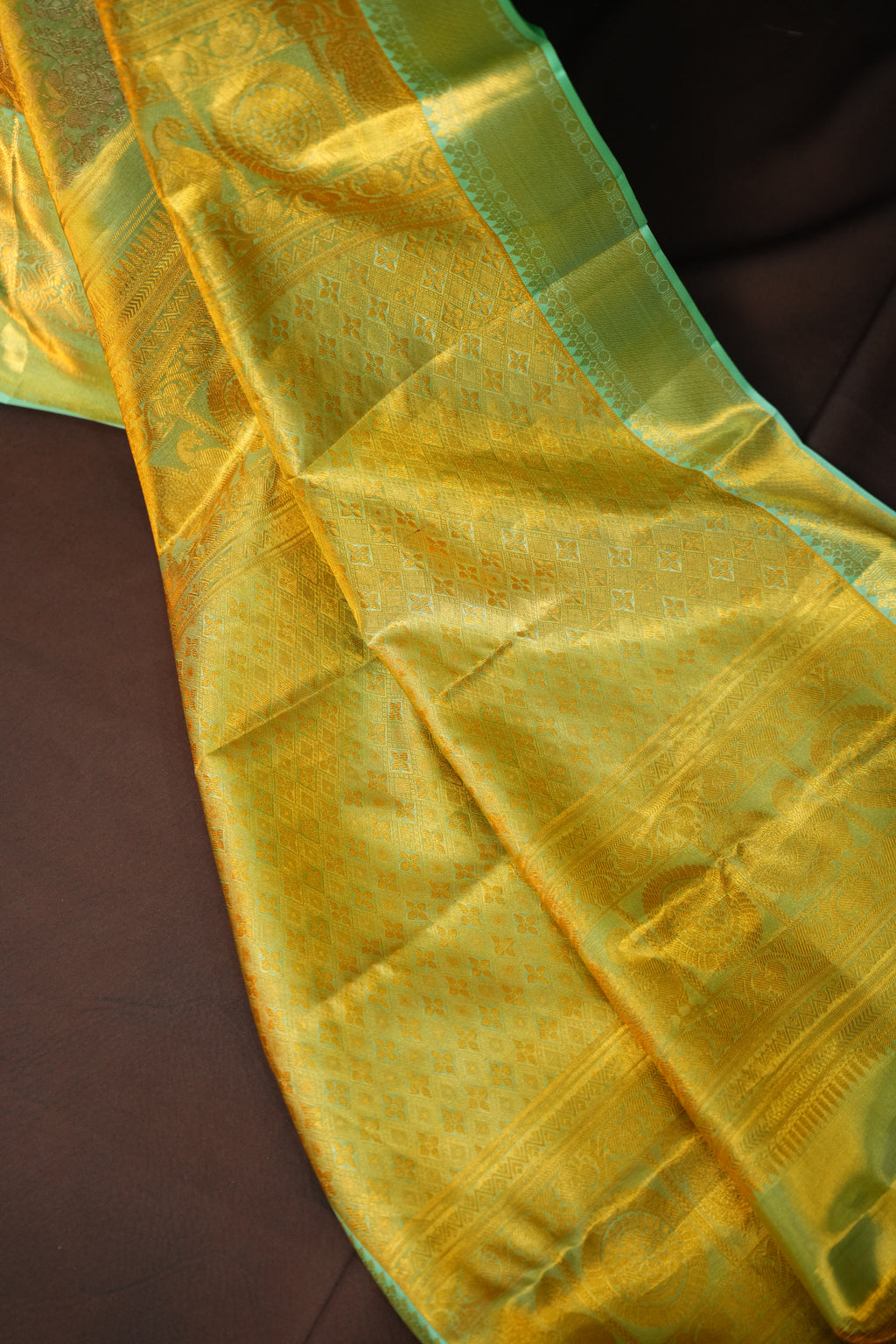 Light Green Kanchipuram Pattu Jari Wrap Saree
