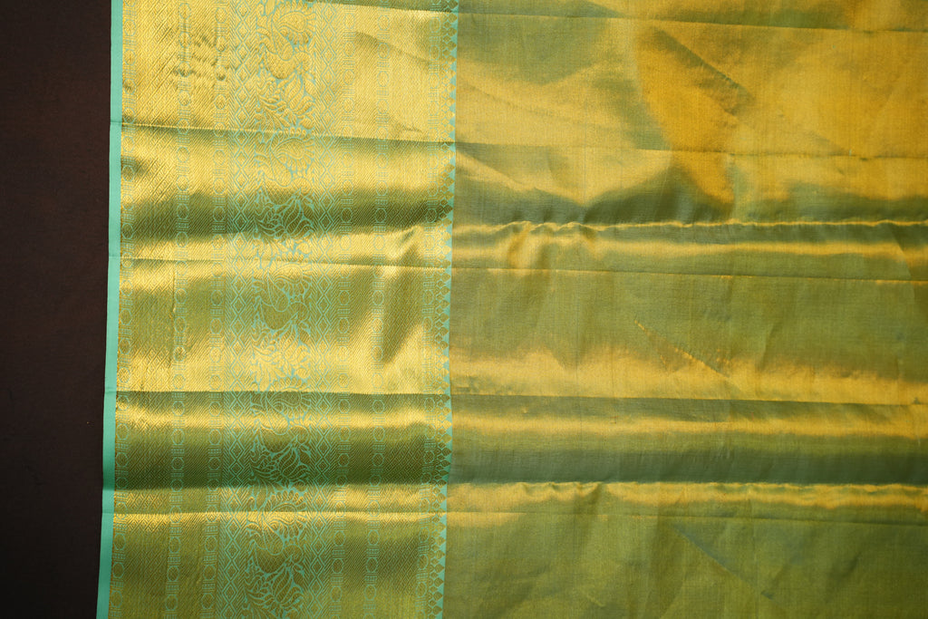 Light Green Kanchipuram Pattu Jari Wrap Saree
