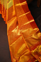 Yellow Red Kanchipuram Pattu Jari Wrap With Allover Meena Saree